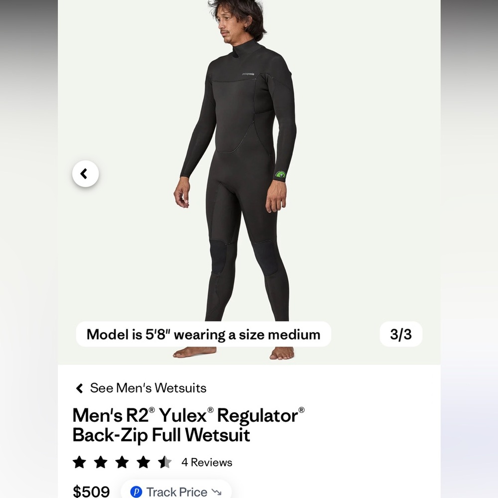 NWT Patagonia Yulex Men's Full Wetsuit in Black - Picture 4 of 6